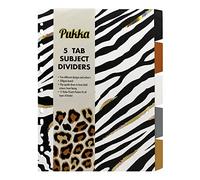 Pukka Pad, Wild A4 5-Part Divider Set - 5 Reversible Subject Dividers with Animal Prints and Bold Colours on Reverse - 11-Hole Punch Design on 250GSM Board