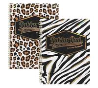 Pukka Pad Wild A4+ Notepads Pack of 2 - Animal Print Lined Notebook with 160 Pages of 80GSM Paper, A4+ Lined Pad with Perforated Pages, Spiral Notebook for School, Office, Writing & Everyday Use