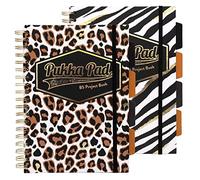 Pukka Pad, Wild B5 Hardback Project Book - Pack of 2 Wirebound Notebooks with Zebra and Leopard Print Design - Includes 4 Repositionable Dividers and Elasticated Closure