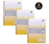 Pukka Pads Irlen Jotta A4 Wirebound 200 Gold Perforated Pages Paper Tinted Ruling With Margin (Pack 3) - IRLJOTA4(GOLD)