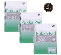 Pukka Pads Irlen Jotta A4 Wirebound 200 Green Perforated Pages Paper Tinted Ruling With Margin (Pack 3) - IRLJOTA4(GREEN)