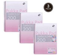 Pukka Pads Irlen Jotta A4 Wirebound 200 Rose Perforated Pages Paper Tinted Ruling With Margin (Pack 3) - IRLJOTA4(ROSE)