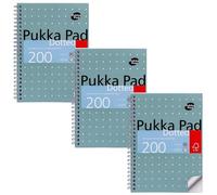 Pukka Pads Metallic Jotta Notepad Wirebound A5 5mm Dotted Grid 200 Perforated Pages Green (Pack 3) - JM021DOT