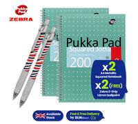 Pukka Pads Pukka Pad A4 Squared Wirebound 200 Page Notebook Pack Of 2 With 2 Free Zebra Ballpoint