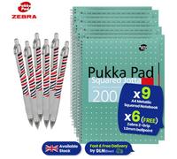 Pukka Pads Pukka Pad A4 Squared Wirebound 200 Page Notebook Pack Of 9 With 6 Free Zebra Ballpoint
