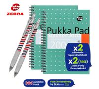 Pukka Pads Pukka Pad A5 Squared Notebook 200 Pages Perforated Sheets, Pack Of 2 With 2 Free Zebra Ballpoint