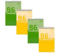 Pukka Pads Pukka Pad Essentials B6 Shorthand Notebook Pack Of 4 Top Wire-Bound Notepads In Assorted Green & Yellow 160 Pages, 80 Sheets Of