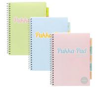 Pukka Pads Pukka Pad Pastel A4 Project Books Pack Of 3 Twin Wire Bound Notebooks With Repositionable Dividers & 200 Pages, 100 Sheets Of