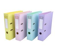 Pukka Pad, Premium Pastel A4 Lever Arch Files - Pack of 4 - Polypropylene Board Boxes for Document Storage & Organisation with Spine Label, Metal Feet, Thumb Hole - Pink, Purple, Yellow, & Mint