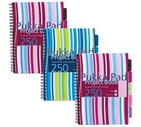 Pukka Pads Pukka Pad Stripes Polypropylene Project Book 250 Pages A4 Blue/pink (3 Pack)