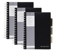 Pukka Pads Project Book A5 Wirebound Polypropylene Cover Ruled 250 Pages Black (Pack of 3)