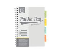 Pukka Pads Study Book B5 181 x 257mm 4 Coloured Dividers 3 Paper Types Includes Revision Cards Grey (Pack1) - 9824-STU