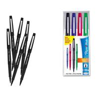 Pukka Papermate 4x Flair Original Markers Assorted & Black Fibre Tip Pens Pack of 6 Pukka Multicolor