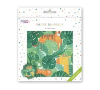 PUKKA party Safari Napkins - Pack of 16 Paper Napkins, 2-Ply with Jungle Animal and Leafy Green Design for Birthdays, Showers, Holidays, and Other Celebrations - Recyclable Card Packaging