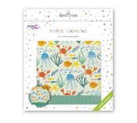 PUKKA party Under The Sea Napkins - Pack of 16 Paper Napkins with Fringe Details in Ocean Themed Design for Birthdays, Showers, Holidays, and Other Celebrations - Recyclable Card Packaging