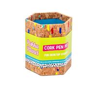Pukka Planet Cork Pen Pot - Hexagonal Desk Top Pencil Holder - Made from Real Cork and Recycled Board - Natural, Biodegradable, Renewable Eco-Friendly Sourcing - 8 x 10cm