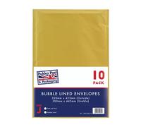 Pukka Post & Packaging Bubble Lined Envelopes Gold Peel and Seal Size J 320mmx455mm (Pack 10) - 7068-ENV(10)