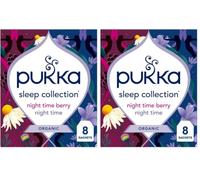 Pukka Sleep Collection - 8 Biodegradable Tea Bags - Night time & Night Time Berry - Herbal Tea with Chamomile & Berries - Natural For Bedtime Relaxation, Caffeine Free (Pack of 2)