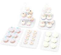 Pukkr Cake Stand & Appetiser Tray Set | 5 Piece | Plastic Cupcake 3-Tier Display | Party Christmas Birthday (Square)