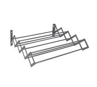 Pukkr Wall Mounted Extendable Clothes Airer | 9 Rails/Rungs for Hanging Washed Clothes | Clothing Drying Rack | Extending Clotheshorse (Grey)