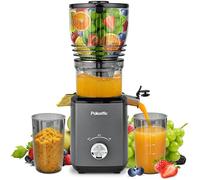Pukomc Cold Press Juicer, 147MM feed chute for whole fruits and vegetables - 1.8L Capacity 300W Cold Press Juicer with slow grinding juicing, includes cleaning brush and juicing cup, grey.