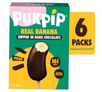 Pukpip - Real Frozen Bananas Dipped in Dark Chocolate | Ready-to-Eat | Ice-Cream Alternative | Sustainably Sourced | Vegan | 6 Packs of 3 x 70g
