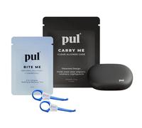 PUL Aligner Care Convenience Kit - Case + 2-in-1 Tool for Invisalign, Retainers, Partial Dentures, Mouth & Night Guards & More - Gray Case & 2-Pack of Blue Aligner Seating Chewie & Removal Tool