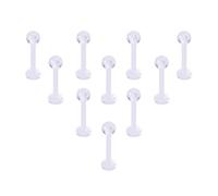 PULABO 10pcs Clear Acrylic Lip Stud Piercing Labret Ring Bioflex Ear Cartilage Earring Bar Tragus Retainer Flexible Jewelry 16G Creative