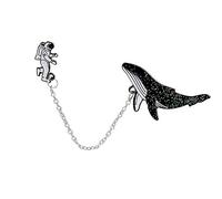 PULABO 1Set Clothes Lapel Badge Cute Cartoon Spaceman Whale Pattern Enamel Brooch Pin Black Fine Craftsmanship Novel Practical