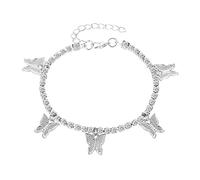PULABO Anklet for Women 18K Gold/Sterling silver Cute Butterfly Plated Chain Tennis Ankle Bracelet with Extension Gife for Girl Wife popular