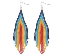 PULABO Bohemian ethnic style beaded long earrings woven tassel earrings women Creative
