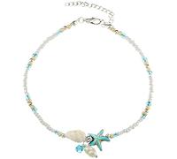 PULABO Boho Starfish Anklet Seashell Pendants Anklets Lovely Ankle Bracelet Foot Jewelry For Women Summer Barefoot Beach Anklet(silver color) Creative