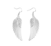 PULABO Fashion Women's Rhinestone Angel Wings Earrings Silver Stylish and Populartrust