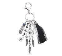 PULABO Handmade Dream Catcher Natural Stone Keychain Tassels Feather Women Keyring black popular