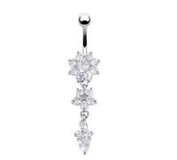 PULABO Light Blue Flower Belly Button Bar Ring Body Piercing Jewellery Dangle Barbell Navel Stylish and Stylish popular