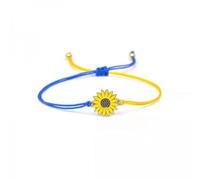 PULABO Lucky Knot Sunflower Bracelets Ukraine Flag Color Blue Yellow Women Men Charm Woven Handmade Bangles Braided Adjustable Jewelry Creative