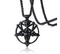 PULABO Men Satanic Necklace, Lucifer, Devil Baphomet Pentagram Pendants Satanism, Lucifer, Demon, Inverted Pentagram Mens Jewelry popular