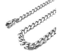 PULABO Men's 6mm Wide Stainless Steel Necklace Curb Chain Link Silver Tone 14~40 Inch Comfortable and Eco-friendly popular