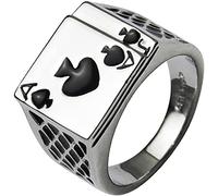 PULABO Men's Jewelry Ring Punk Rock Black Ace of Spades Poker Playing Card Ring popular