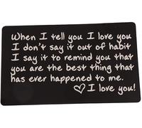PULABO Metal Engraved Wallet Card Mini Love Note Insert Card Birthday Gifts for Men Women, Black Convenient