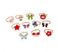PULABO Play Jewelry Rings Toys for Kids, 10pcs Adjustable Rings for Little Girls, Random Color, No Heart Shape, Casual Wear, 19 grams