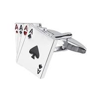 PULABO Playing Cards Cufflinks Personalized Cufflinks Novelty Fashion Cufflinks with 4 Aces Unisex Silver Adorable and Durable popular