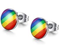 PULABO Rainbow Earrings Stud Earrings Gay Pride Earrings Round Studs lgbt Fashion Accessories Womens Mens popular