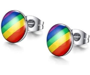 PULABO Rainbow Earrings Stud Earrings Gay Pride Earrings Round Studs lgbt Fashion Accessories Womens Mens popular