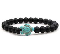 PULABO Sea Turtles Beads Bracelet Turquoise Natutal Stone Elastic Stretch Bracelet for Women Men Stylish