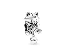 PULABO Silver Color European Cat Meow Knitting Diy Bead Fits European Charm Bracelets Jewelry Accessories A2128 Creative