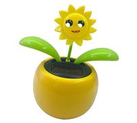 PULABO Solar Powered Flip Flap Dancing Flower Toy for Car Dashboard Decor Automatic Dancing Flower Toy Kid's Gift - Sunflower 2, 10.5x6.5x11.3cm Useful Durable