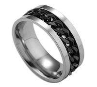PULABO Titanium Stainless Steel Ring Rotatable Chain Ring Rotatable Spinner Ring Wedding Band for Men's Birthday Engagement Fathers' Day Size 10 Black Cost-Effective and Durable Popular