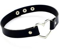 PULABO Vintage love Choker Necklace Adjustable PU Leather Love Heart Collar Punk Goth Fans Chain for Women,black popular