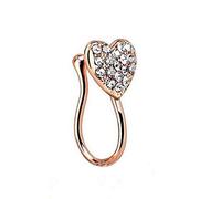 PULABO Women Glitter Rhinestone Heart Fake Non Piercing Clip-On Nose Ring Stud Sturdy In Use Convenient